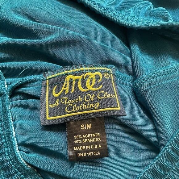 🔴ATOC Women's Pants Elastic Waist Stretchy Teal Green Size S/M - Picture 8 of 9